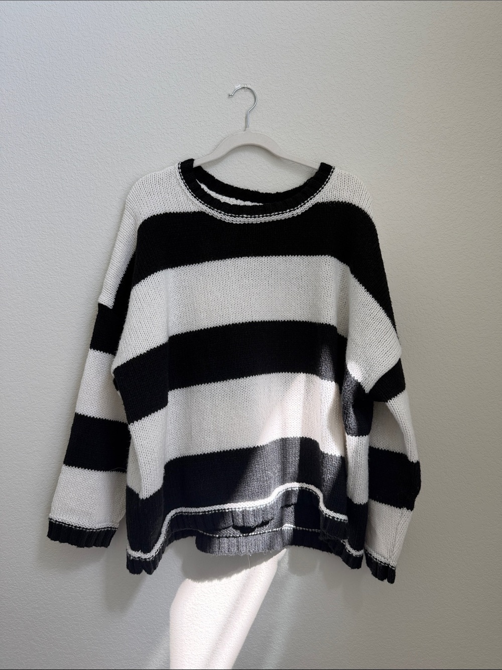 Amazon Black and White Striped Crewneck Women's Sweater